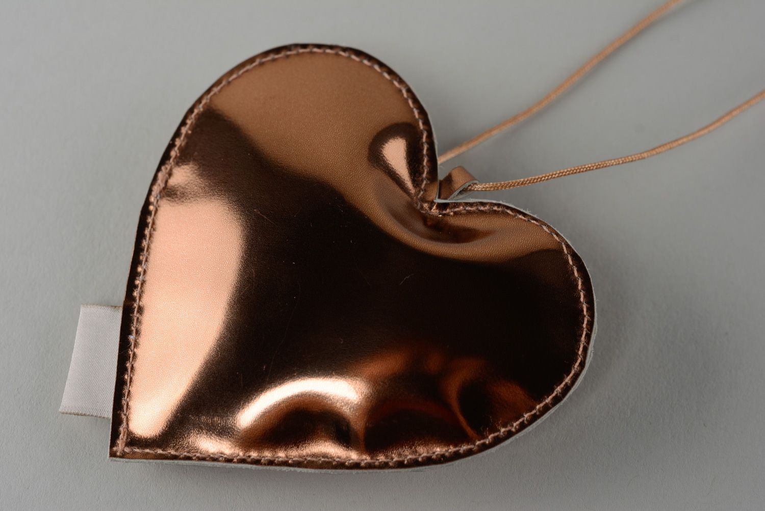 Soft leather keychain in the shape of heart photo 5