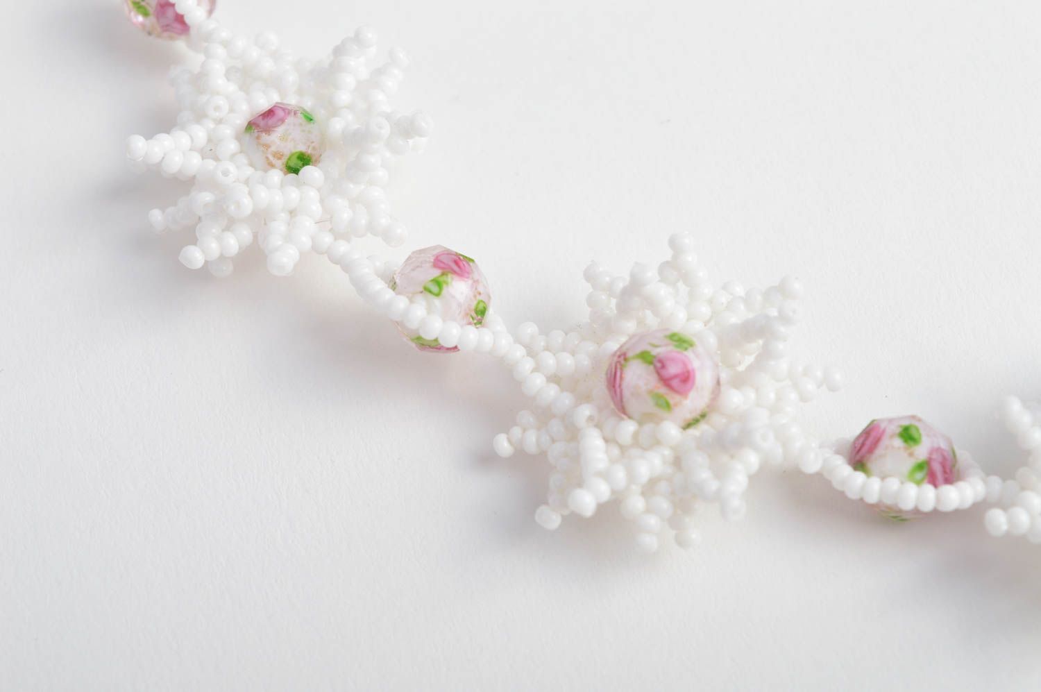 Blumen Collier handmade Damen Halskette Glasperlen Schmuck Geschenk Ideen foto 3