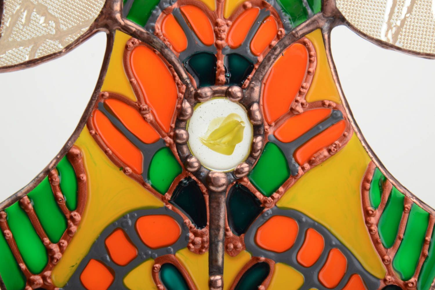 Витражная подвеска ангел ручной работы из стекла авторская красивая нежная фото 3
