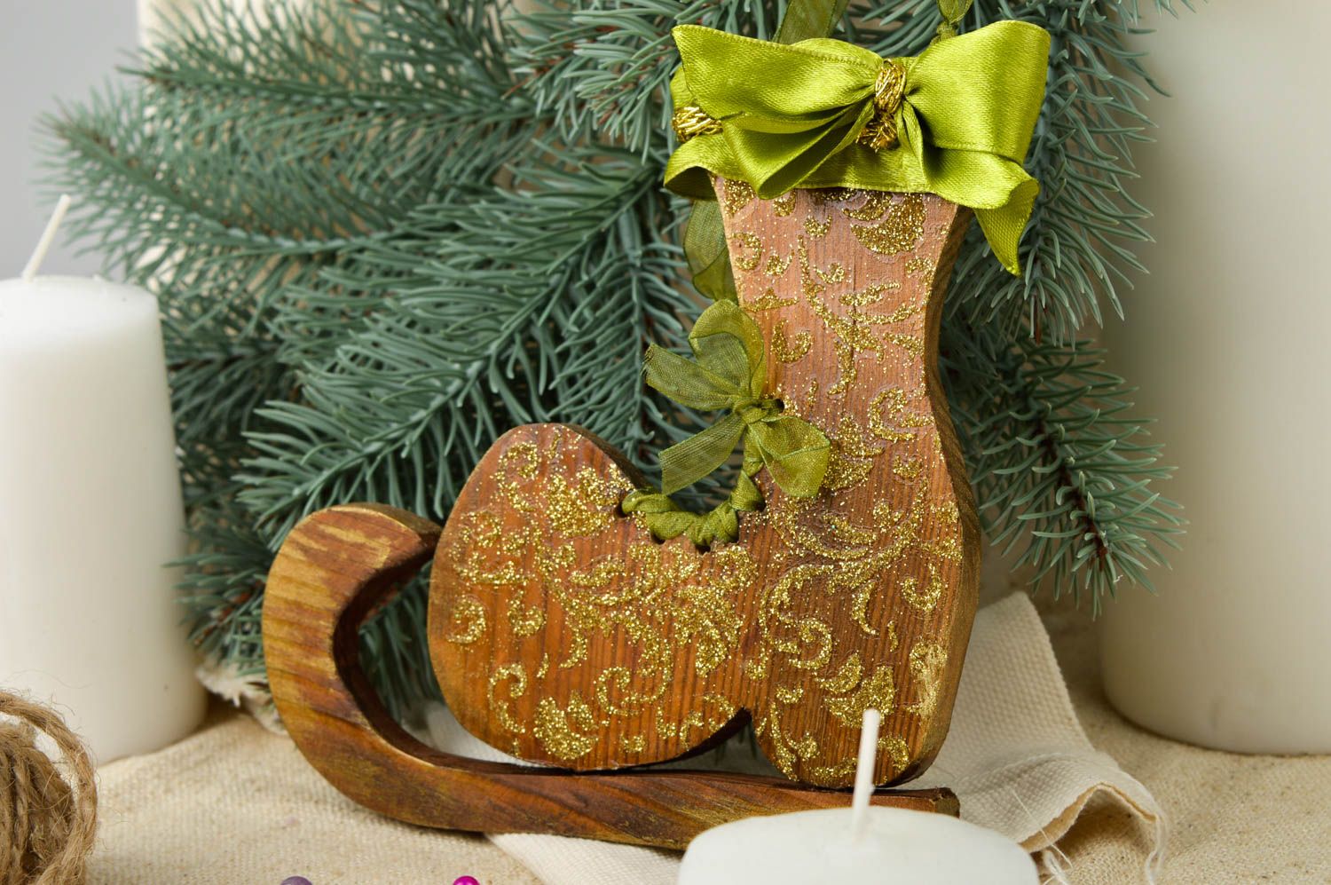 Suspension de Noël faite main Décoration du sapin en bois Décoration Nouvel An photo 1