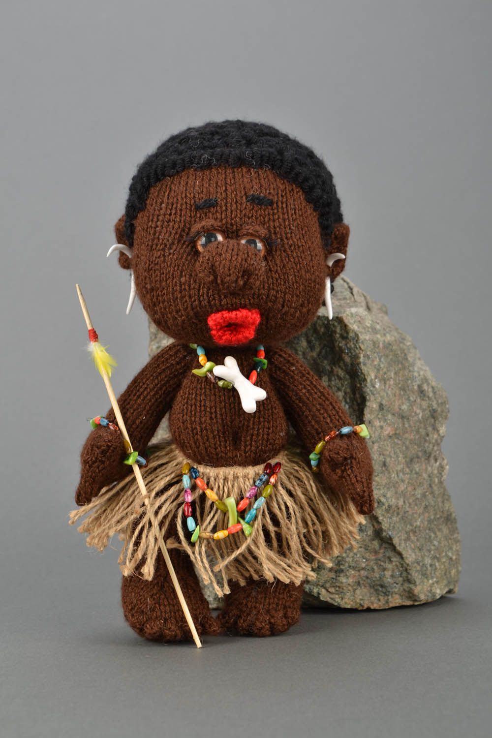 Handmade collectible knitted soft toy for kids and interior Aborigine photo 1