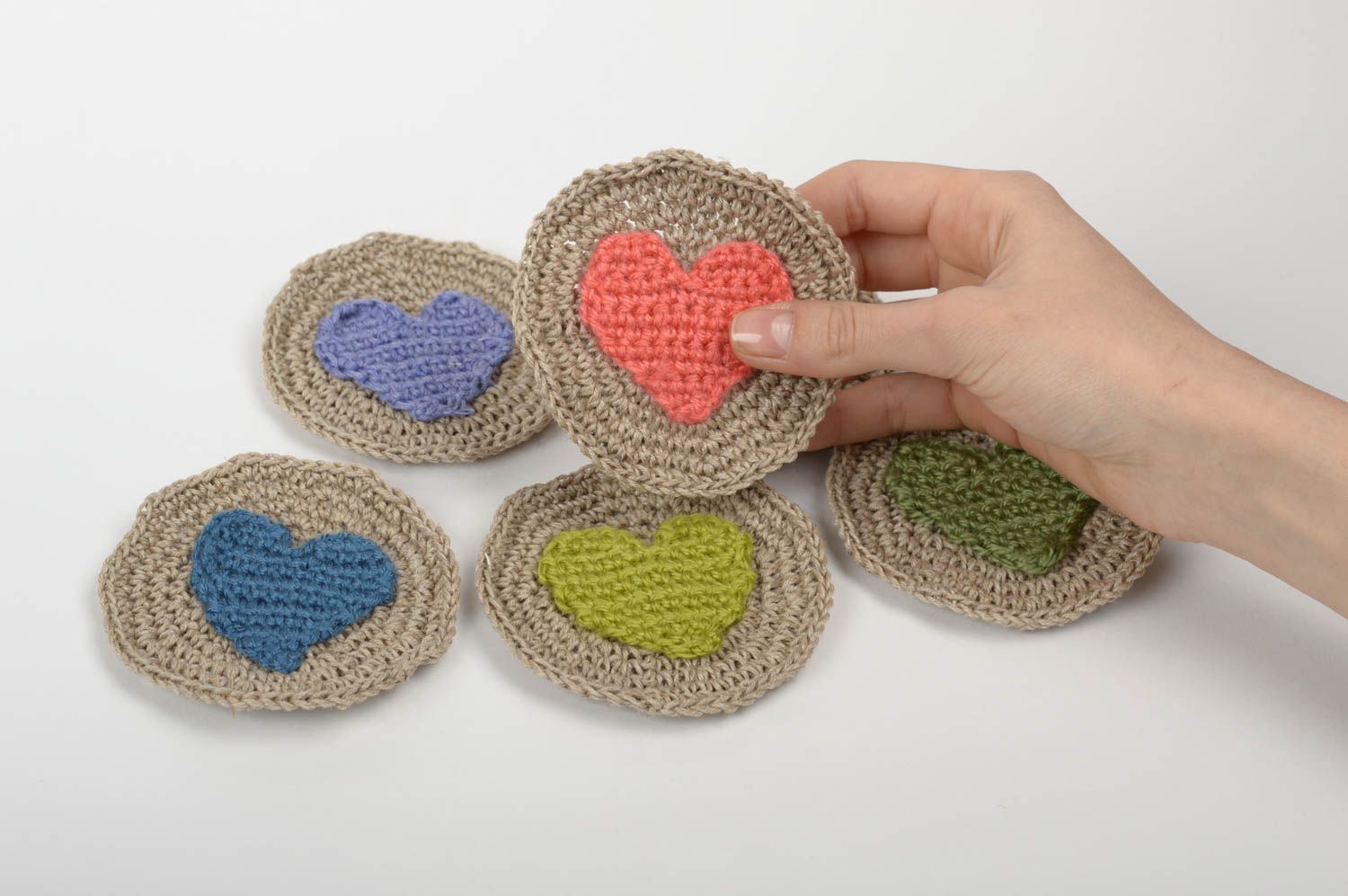 Posavasos tejidos a crochet artesanales elementos decorativos regalo original foto 5