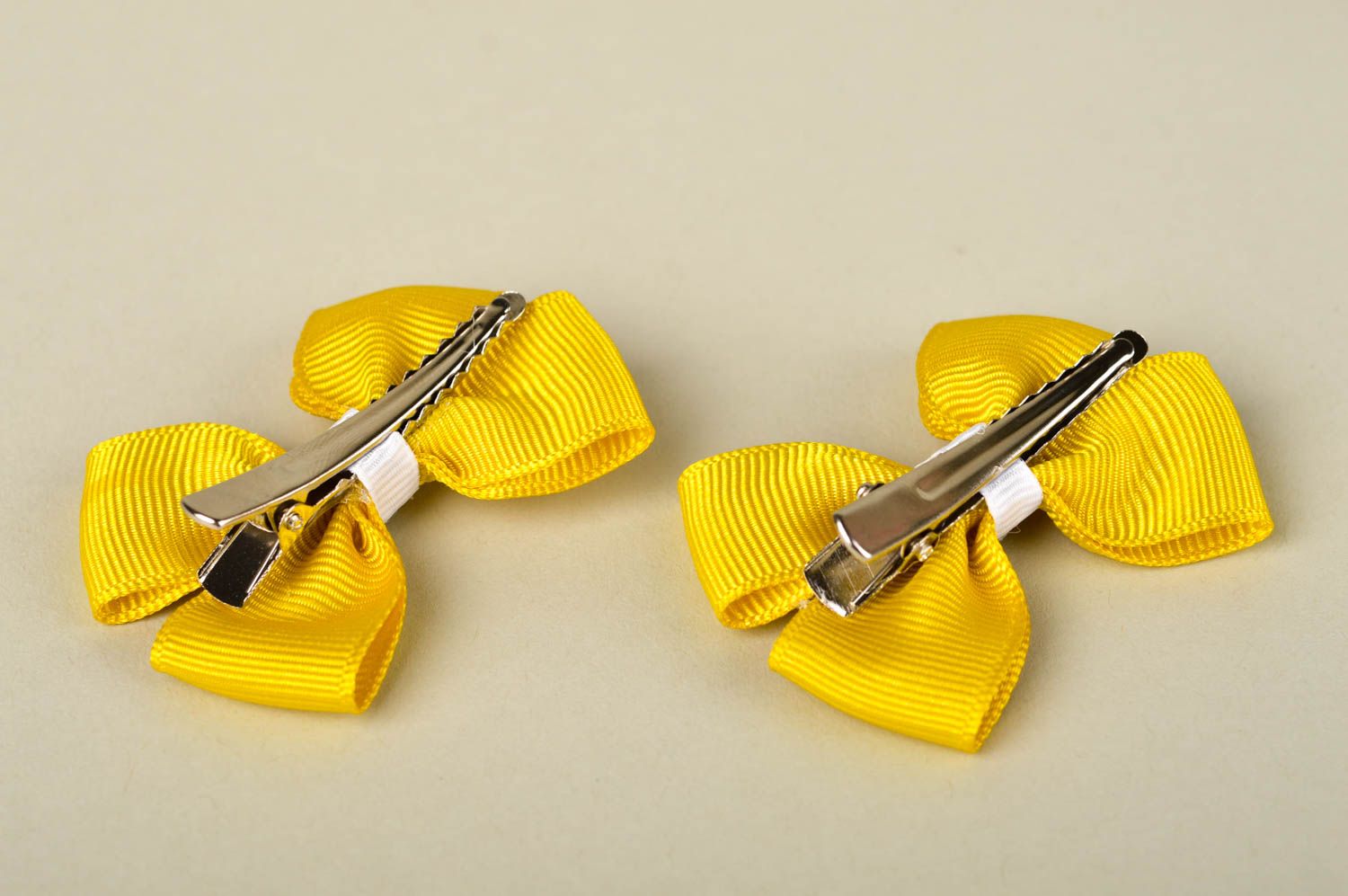 Handmade designer hair clips 2 bright yellow hair clip cute kids accessories photo 3