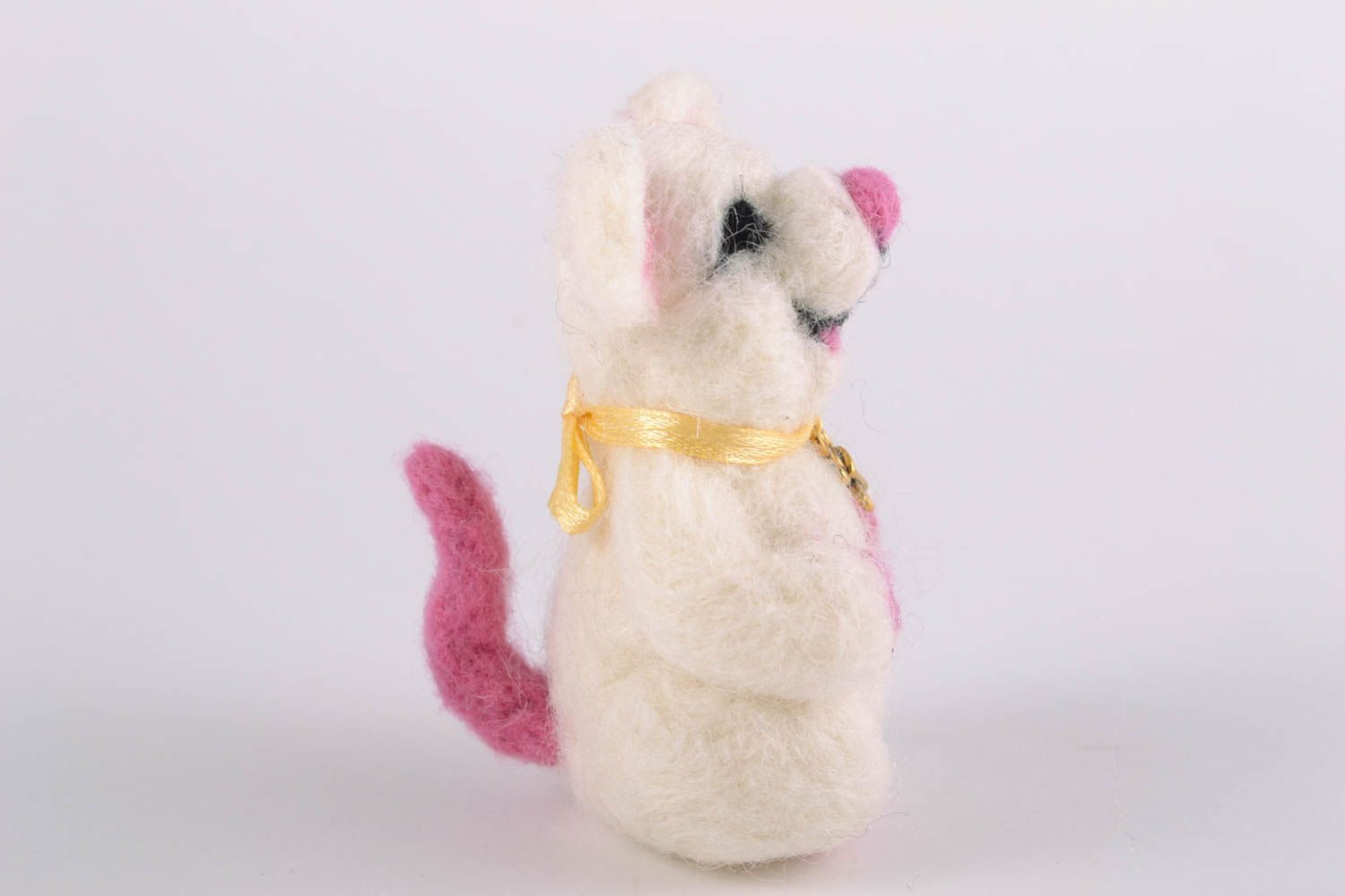Petit jouet en laine feutrée Souris fait main originale pour enfant déco photo 5