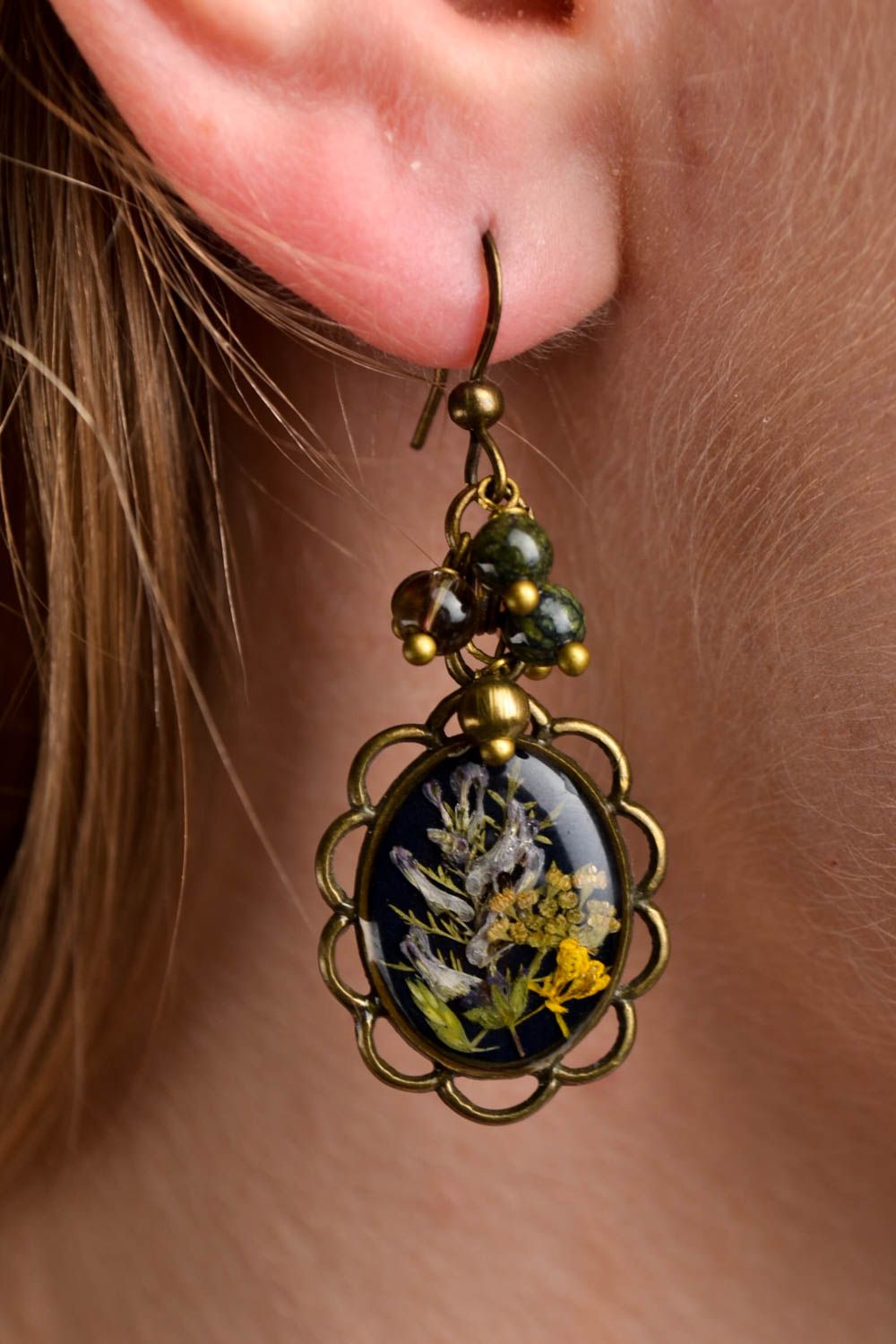 Handmade earrings with charms unusual beautiful earrings stylish jewelry photo 1