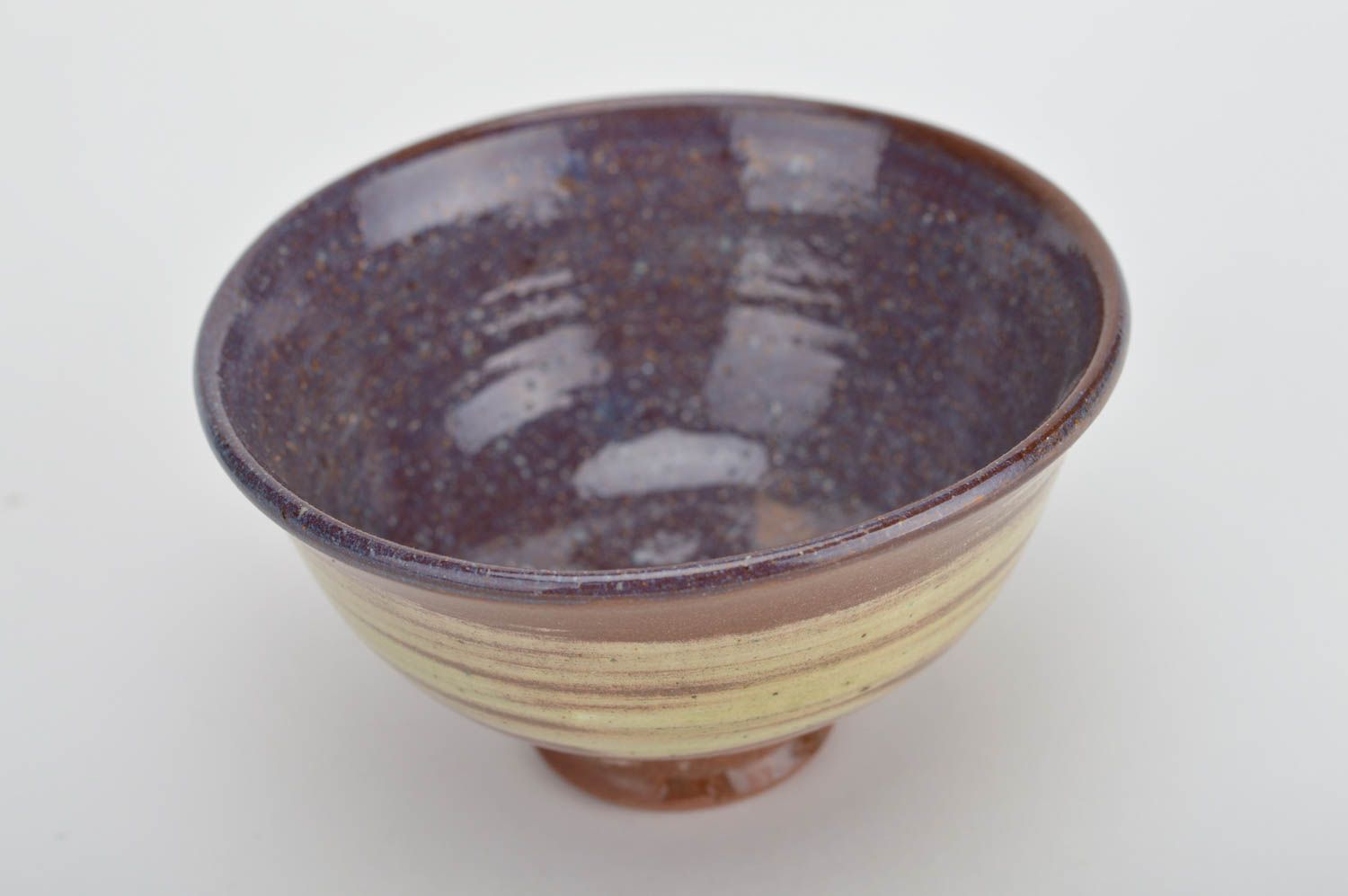 Handmade designer beautiful medium bowl made of clay and covered with glaze photo 2