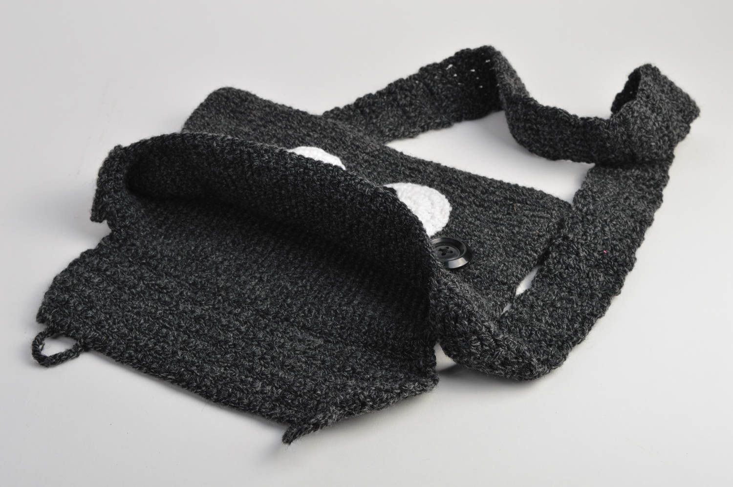 Sac bandoulière fait main Sac à main Cadeau original tricoté au crochet gris photo 4