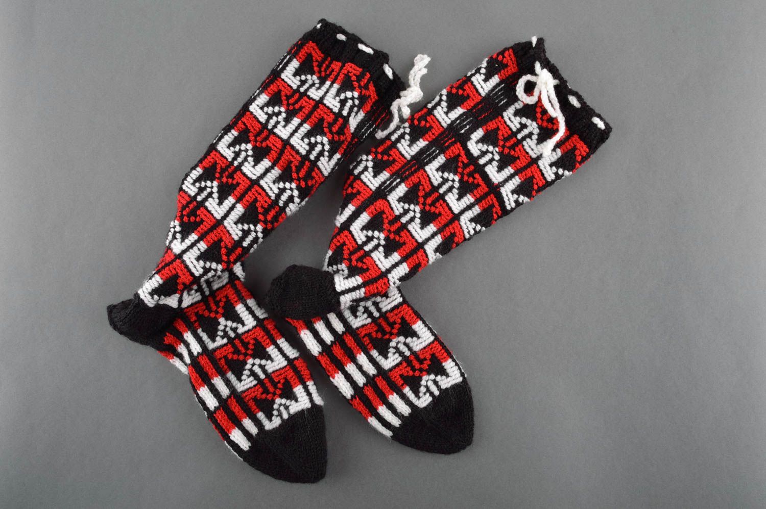 Handmade designer woolen socks warm women footwear beautiful socks photo 1