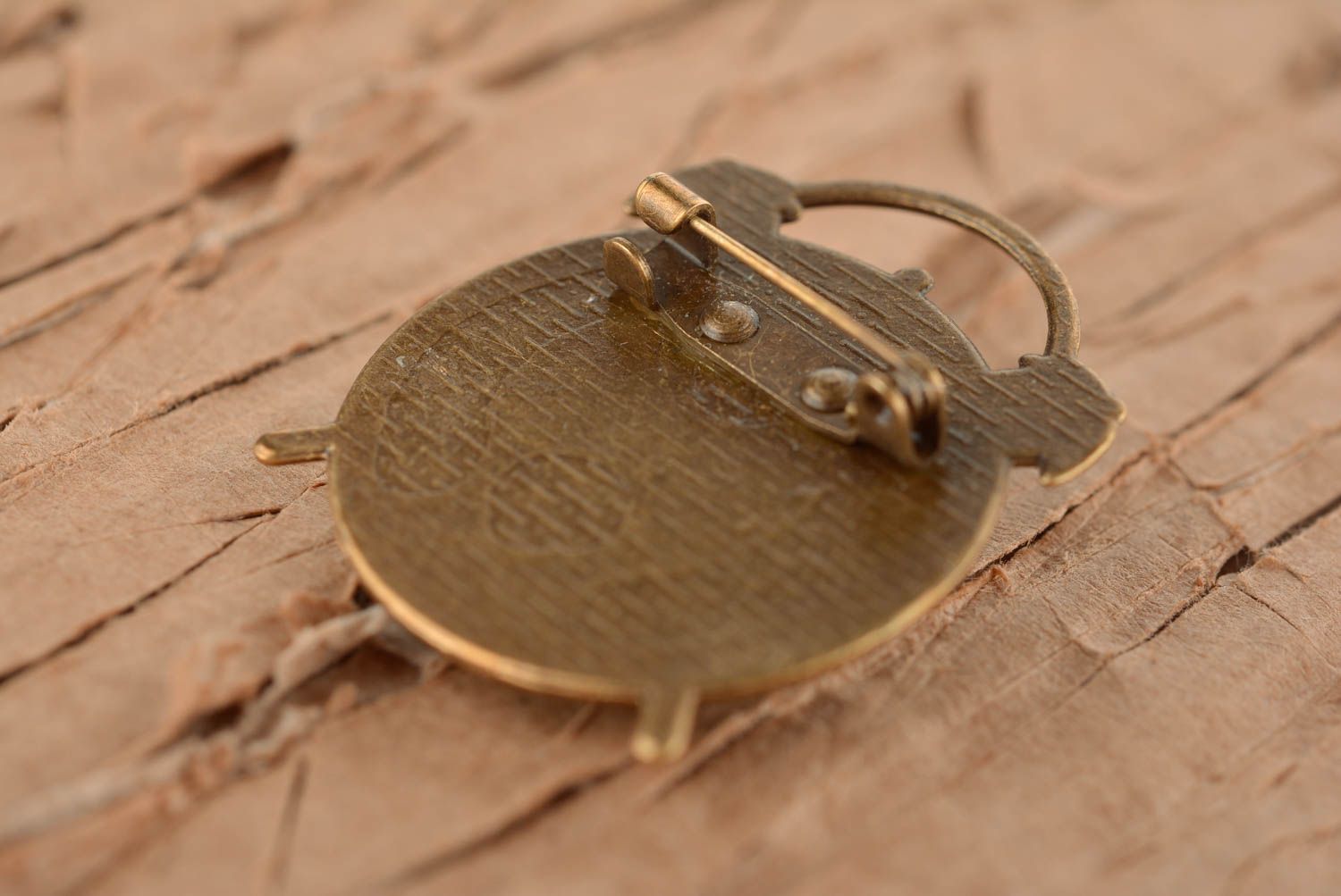 Unusual handmade metal brooch pin glass brooch jewelry fashion accessories photo 2