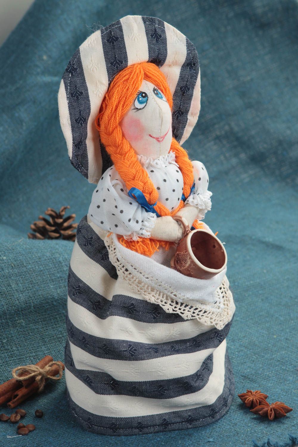 Handmade teapot warmer textile teapot cozy rag doll kitchen accessories photo 1