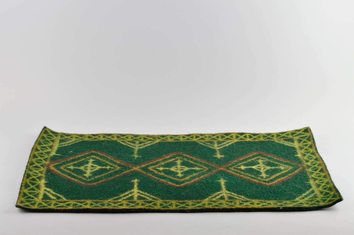 Alfombra de lana hecha a mano verde decoración de interior regalo original  foto 2