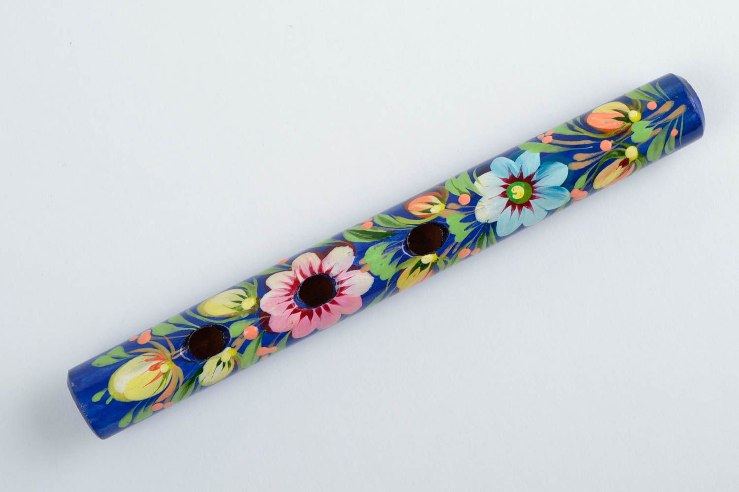 Petrykivka painting ethnic flute wooden tin whistle bright designer souvenir photo 4