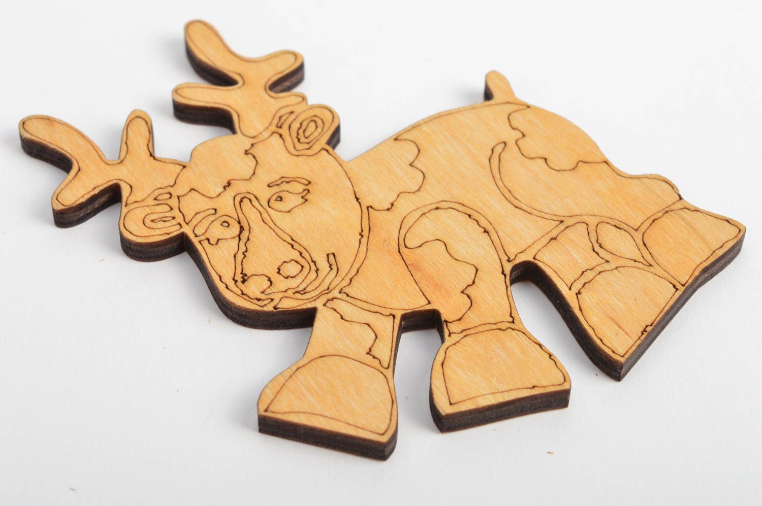 Handmade decorative blank for creative work made of plywood in the form of moose photo 3