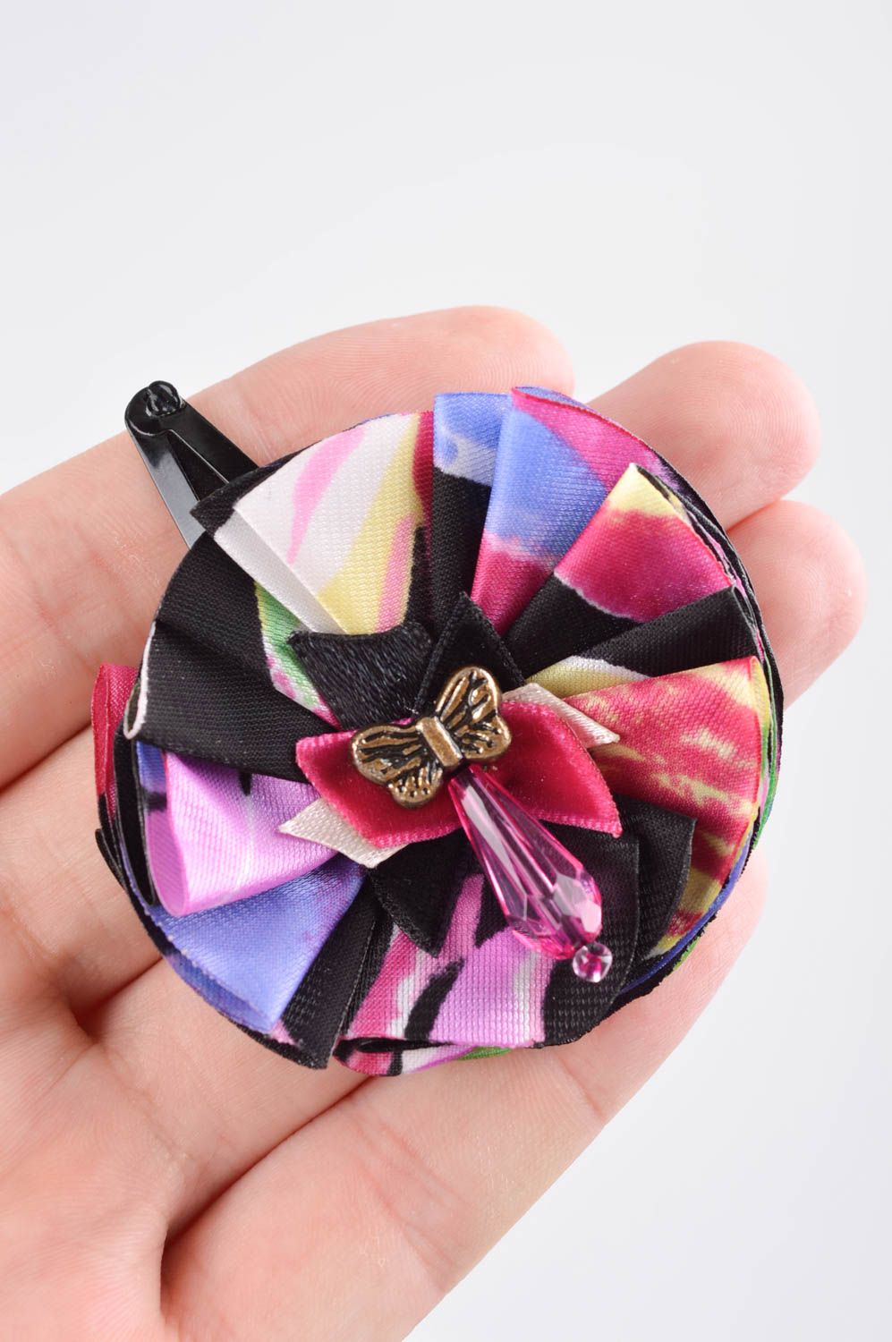 Handmade flower hair clip hair accessories for girls fabric flowers gift ideas photo 4