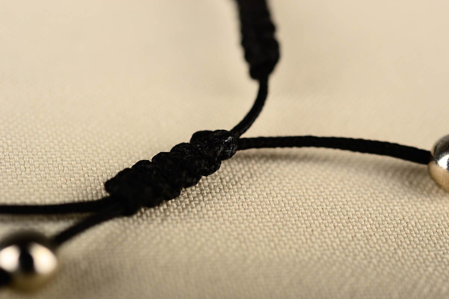 Handmade black stylish bracelet unusual textile bracelet elegant jewelry photo 5