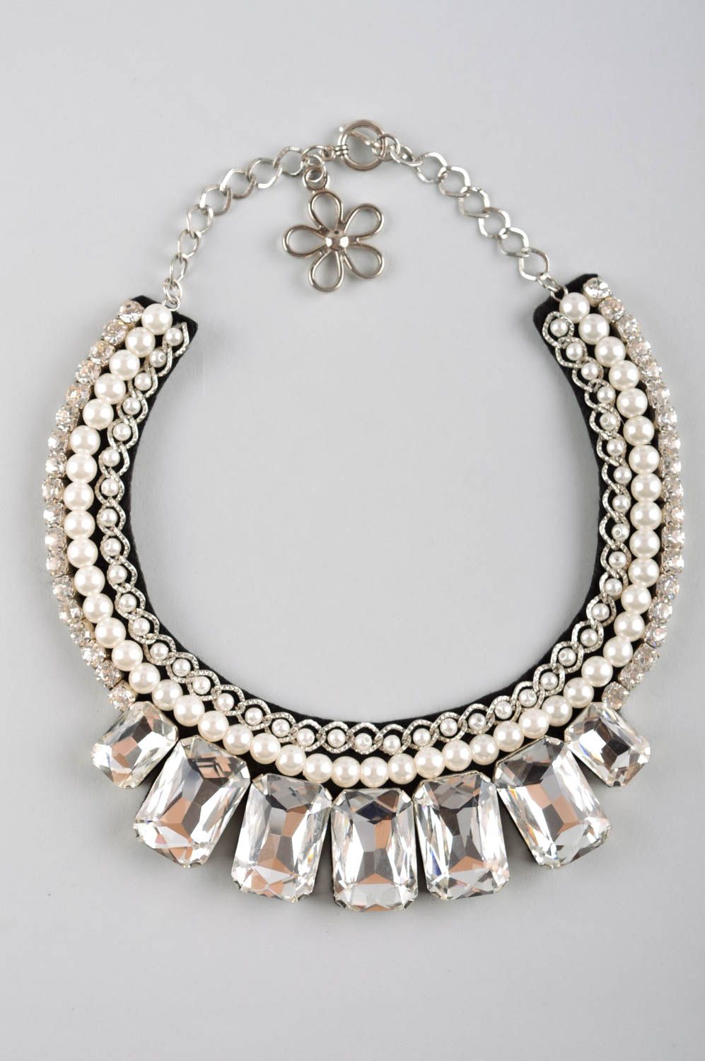 Collier mode Bijou fait main cristaux strass fausses perles Cadeau femme photo 2