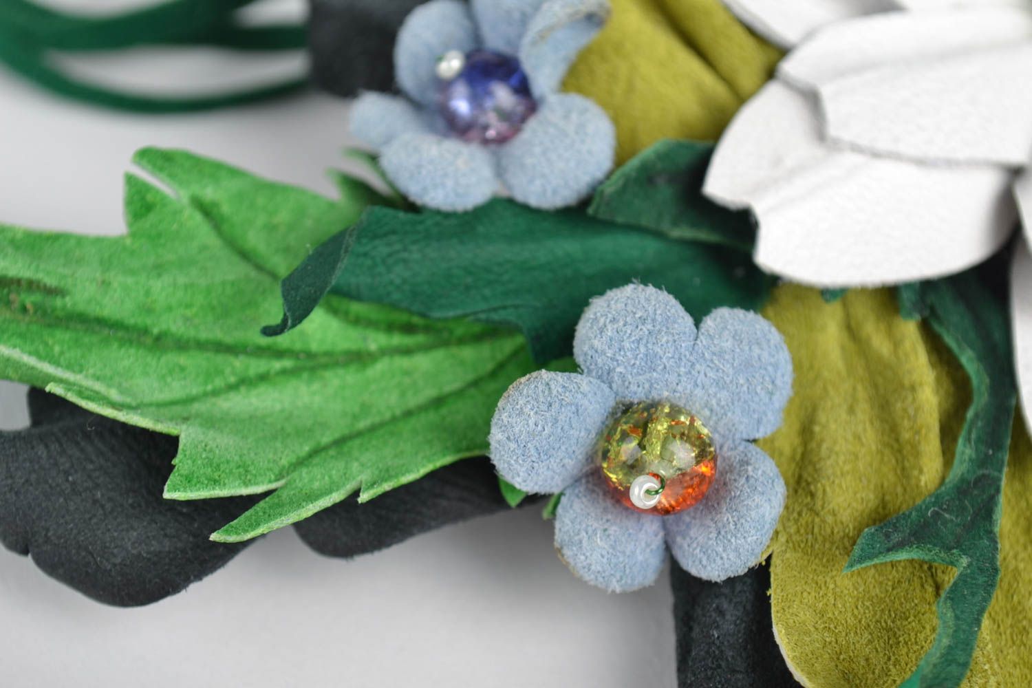 Collar de cuero artesanal floral bisutería de moda accesorio para mujer foto 3