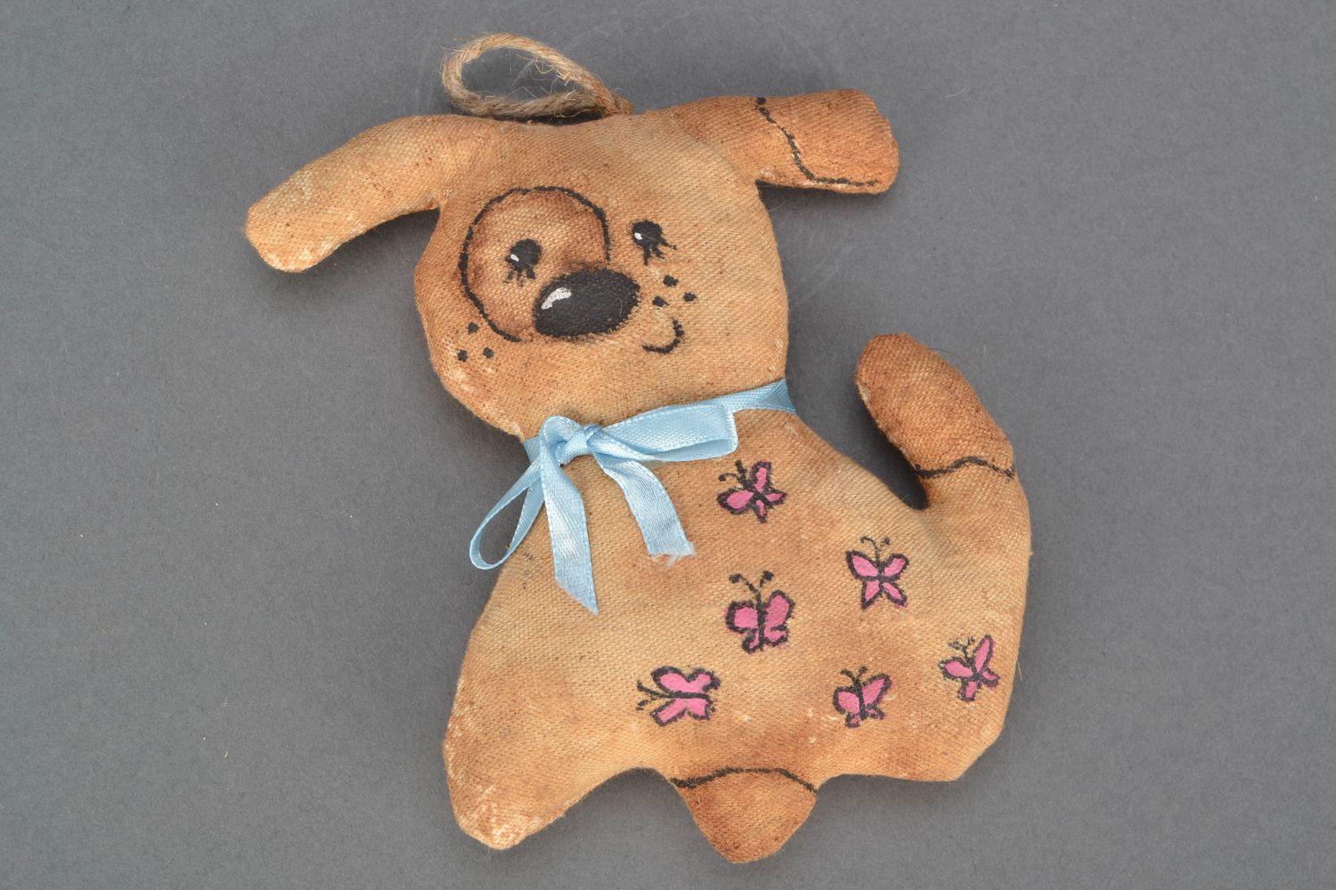 Fabric pendant toy imbued with coffee Dog photo 1
