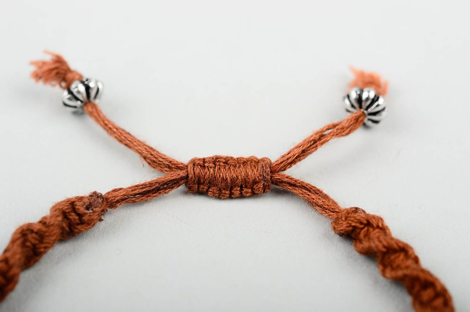Handmade designer textile bracelet unusual brown bracelet female jewelry photo 5