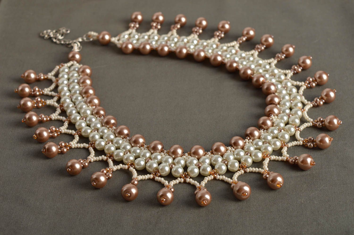Handmade elegant evening necklace unusual beaded necklace fabulous necklace photo 1