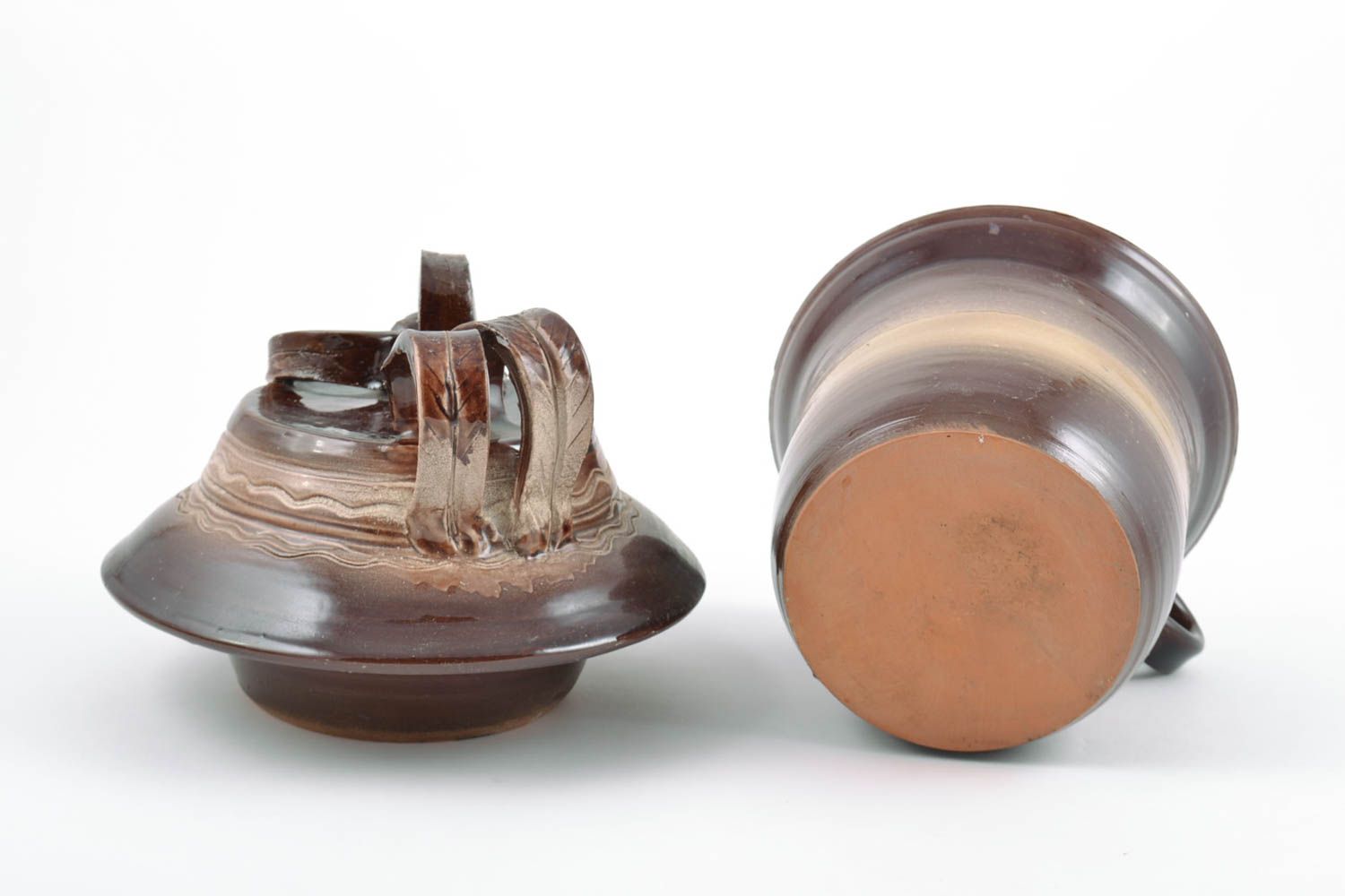 Handmade decorative ceramic glazed pot with lid for bulk products 1 L photo 4