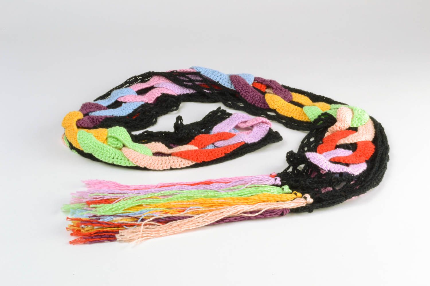 Multi-colored crochet scarf photo 4
