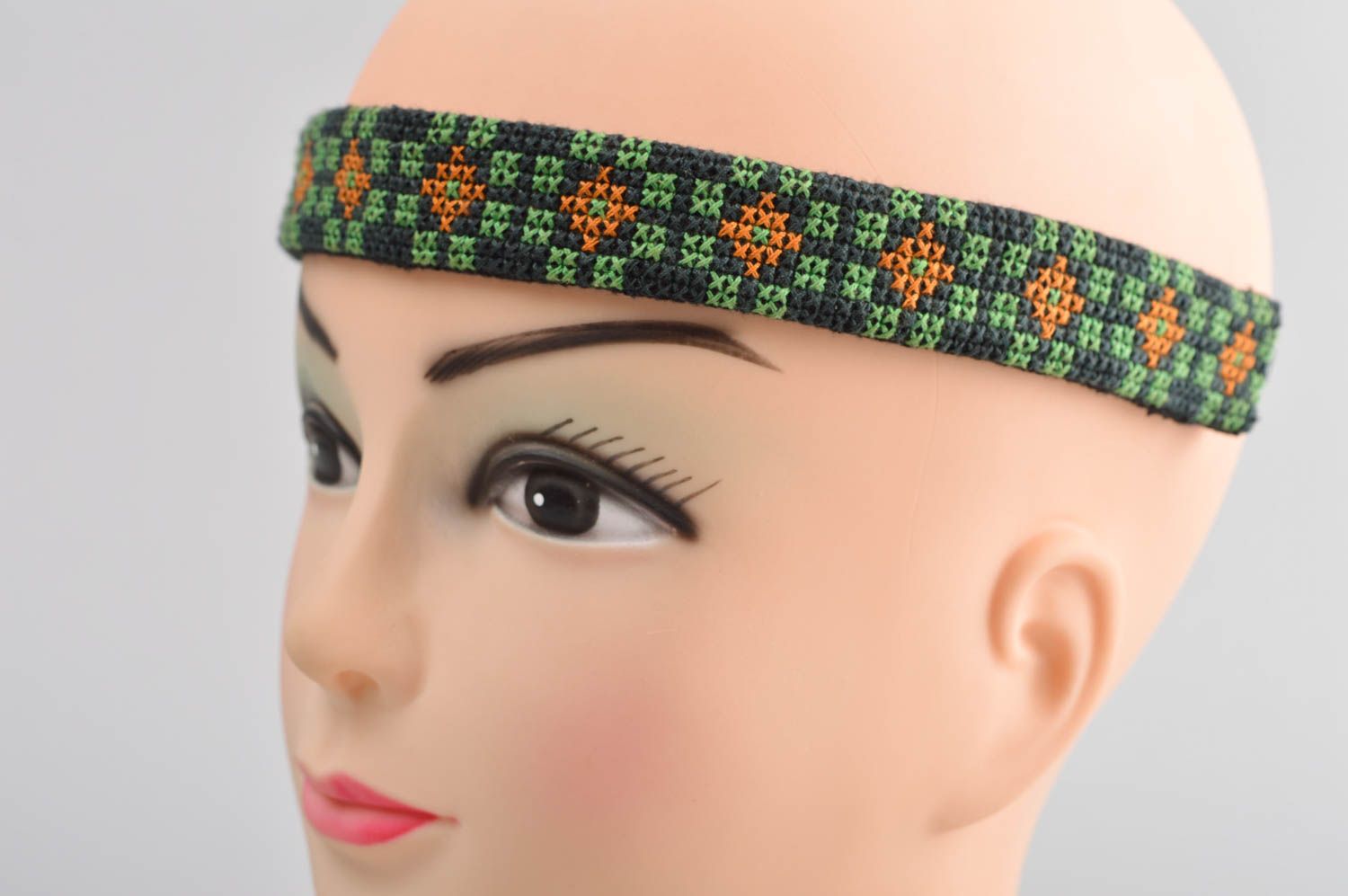 Handmade hair accessory stylish headband with embroidery unusual headband photo 5