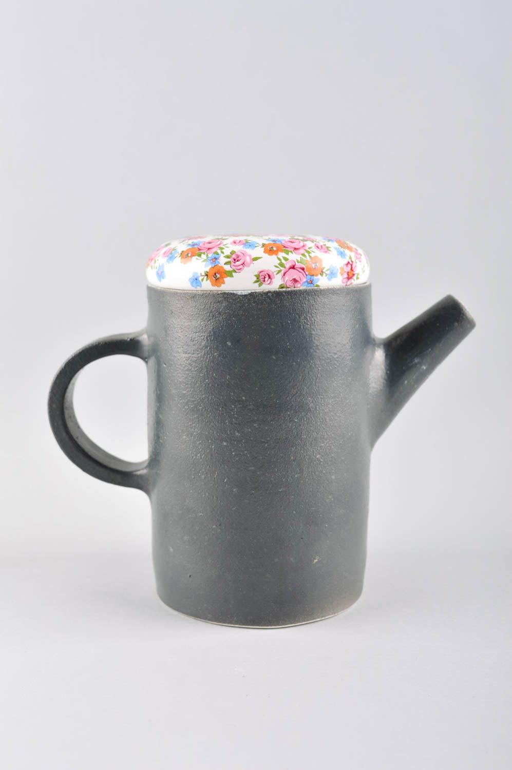 Заварной чайник ручной работы керамический чайник темный заварник для чая фото 2