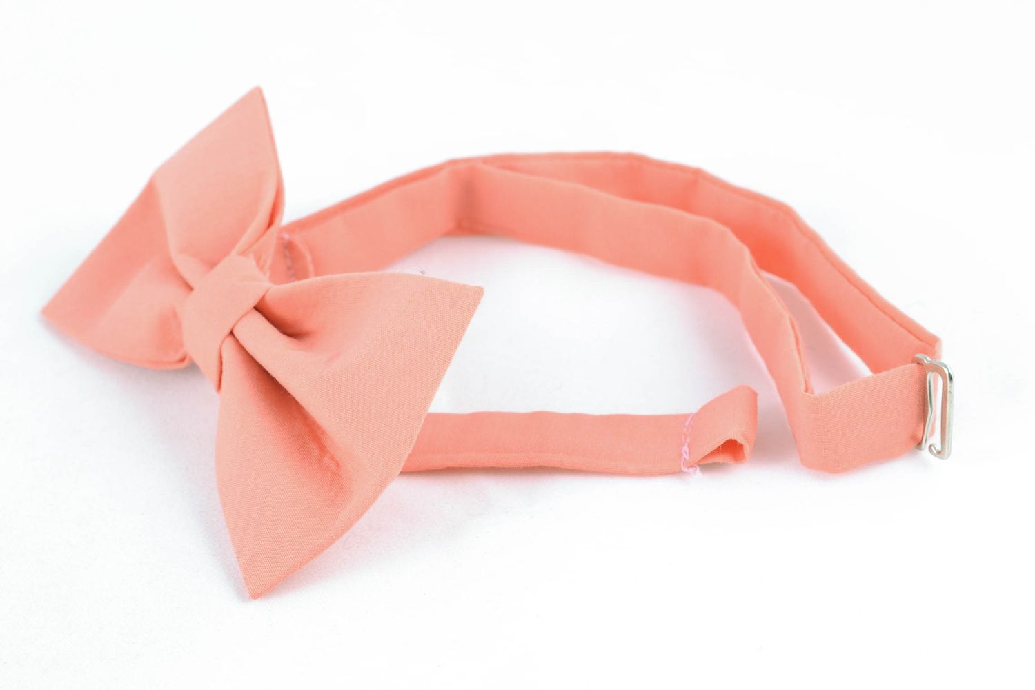 Handmade cotton bow tie of peach color photo 4