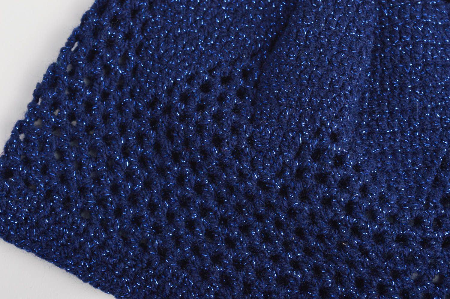 Bonnet tricot fait main Chapeau au crochet bleu polyacrylique Vêtement fille photo 5