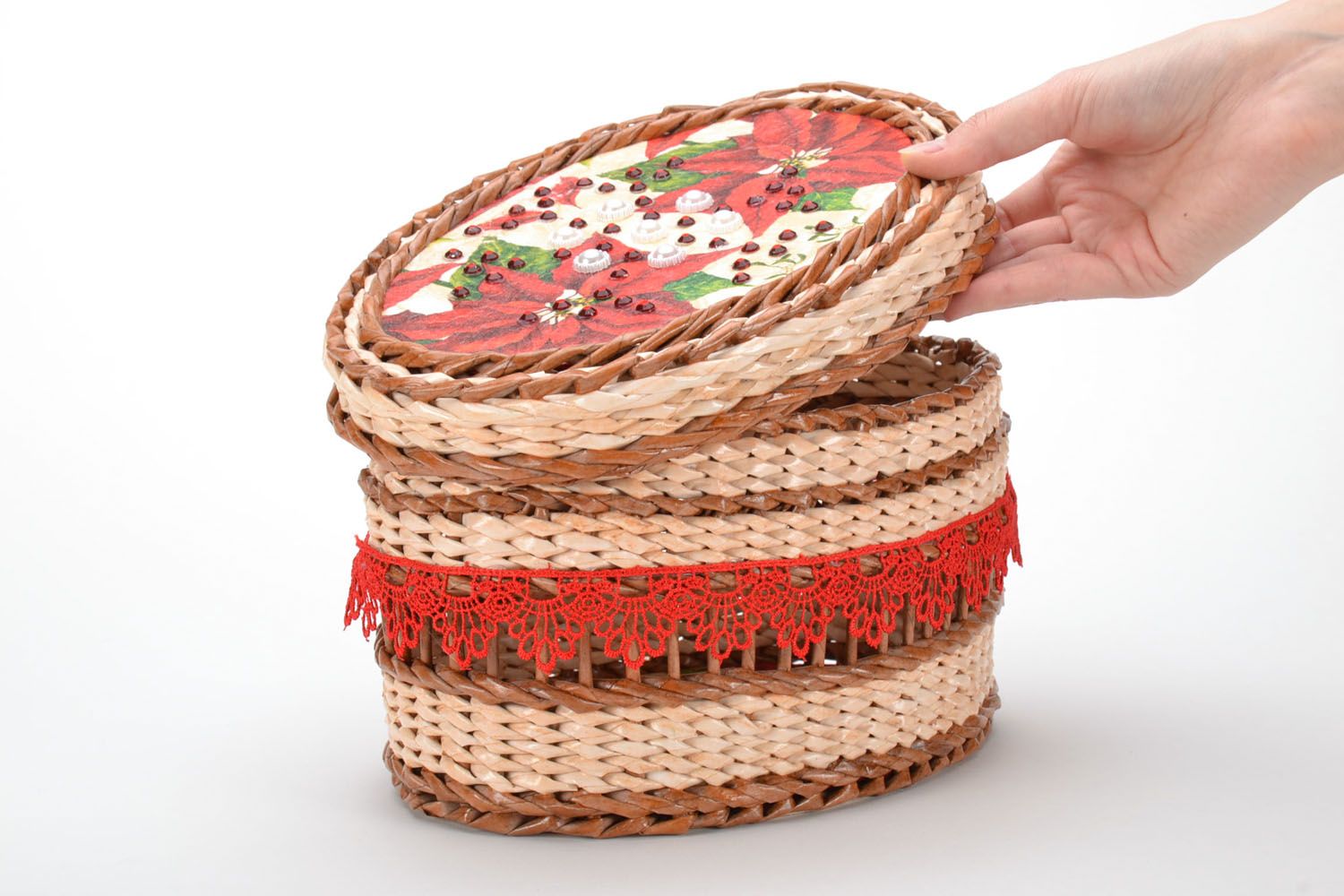 Woven basket for needlework photo 5