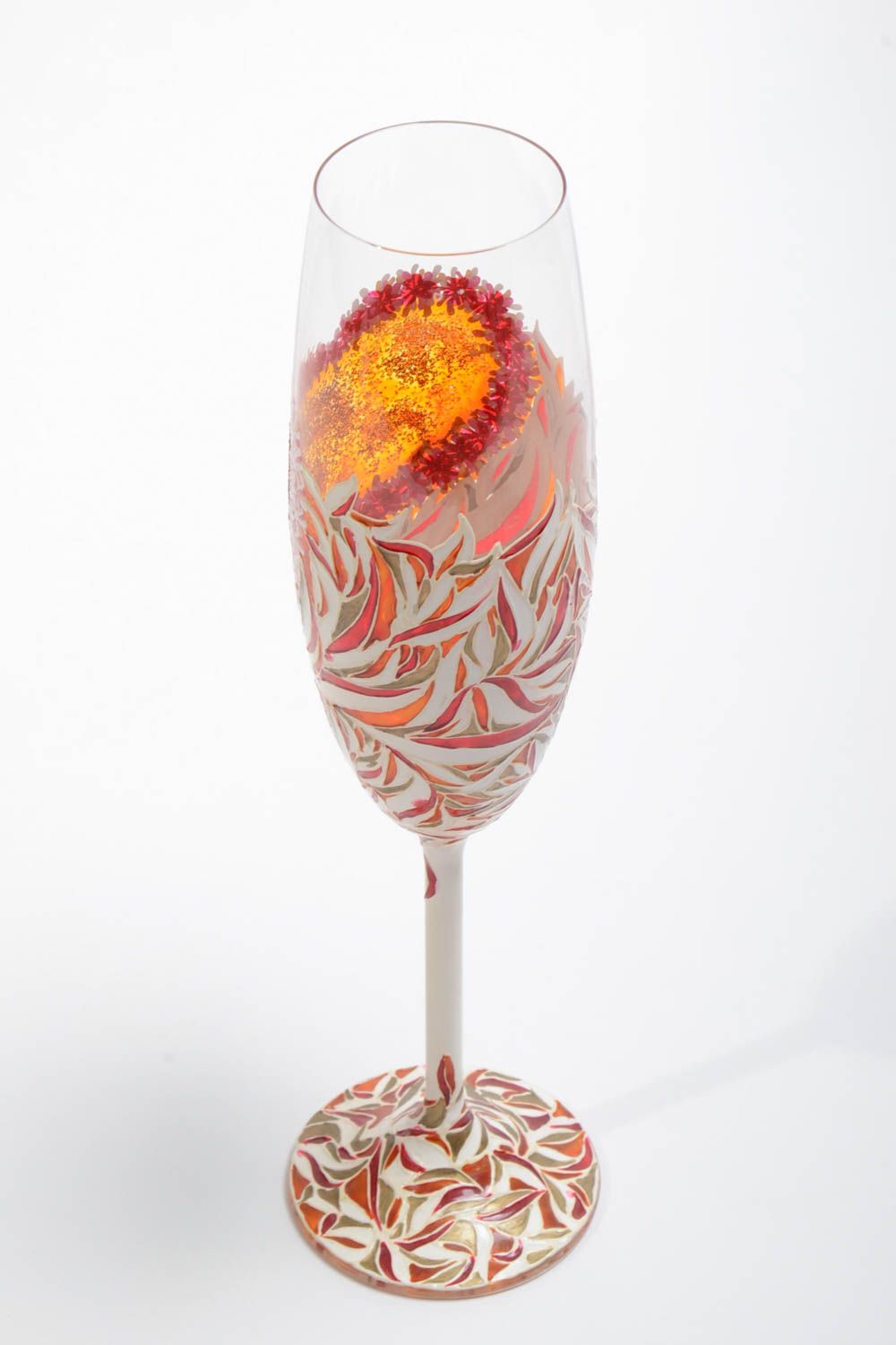 Handmade Champagner Glas schönes Geschirr Designer Geschenk 400 ml mit Bemalung foto 3