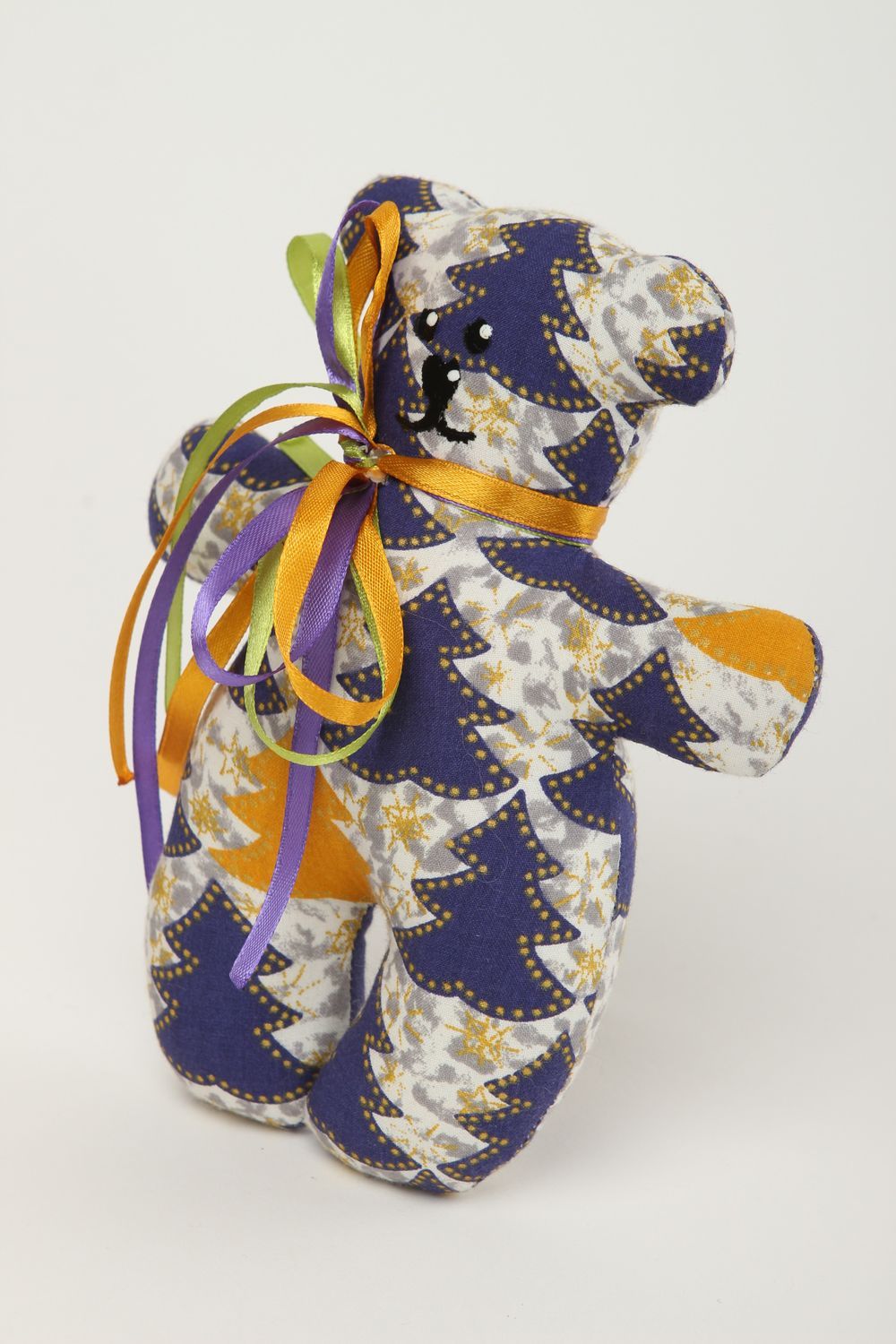 Handmade Kuscheltier Bär bunt Stoff Spielzeug Geschenk für Kinder  foto 2
