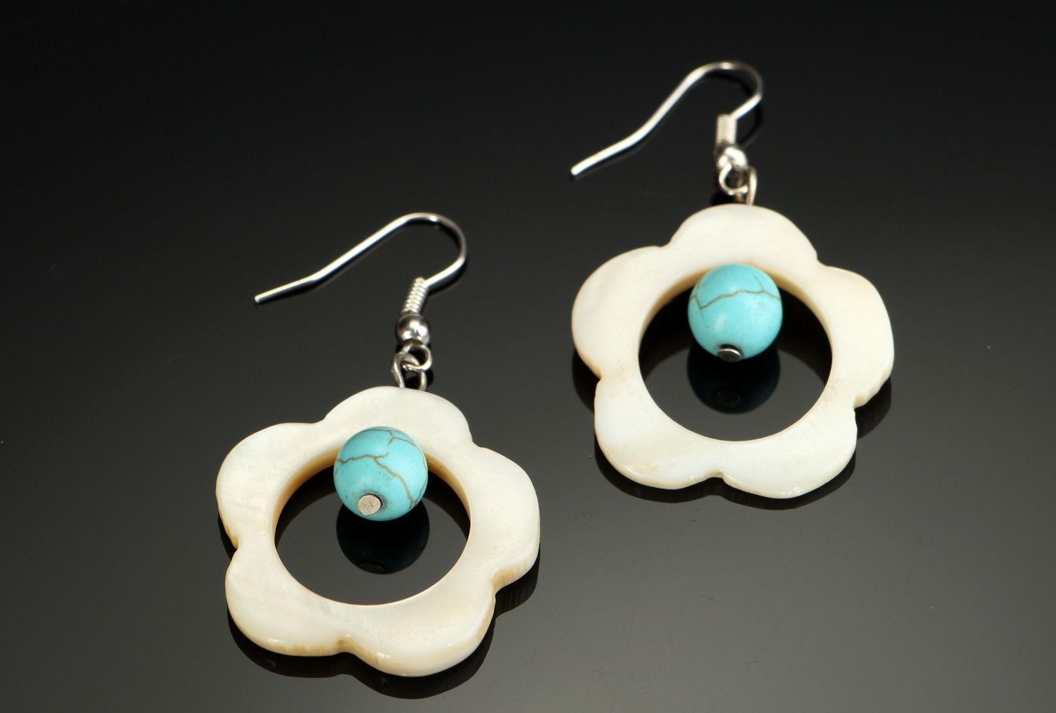 Earrings with nacre and turquoise photo 2