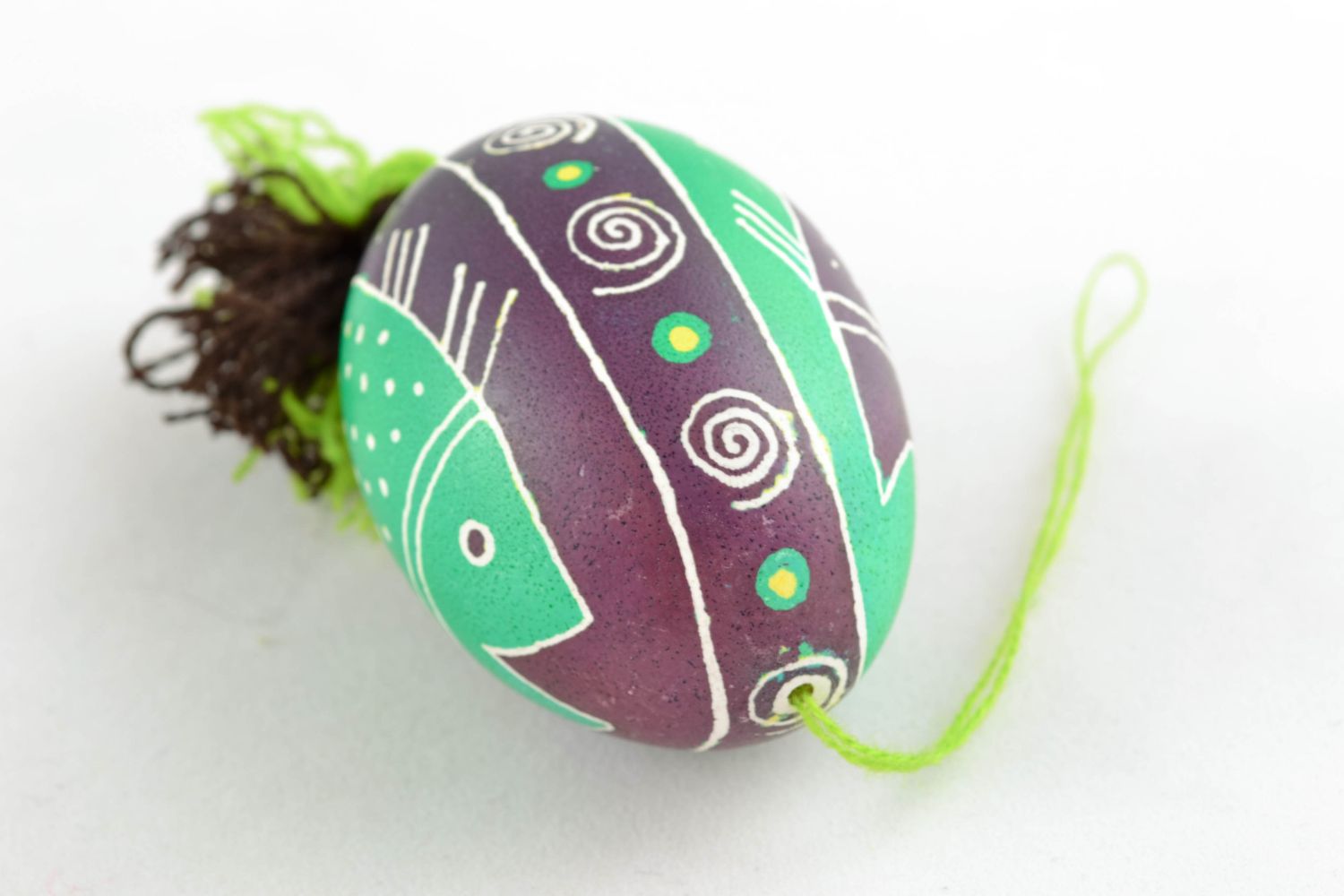 Suspension décorative œuf de Pâques avec image de poisson faite main photo 3