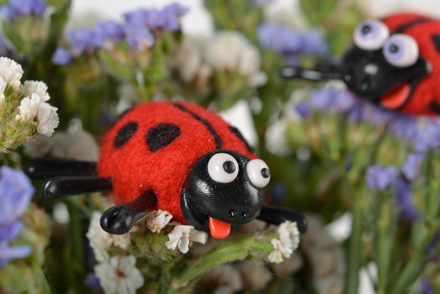 Handmade plastic figurines stylish ladybugs statuette interior toys decor photo 3