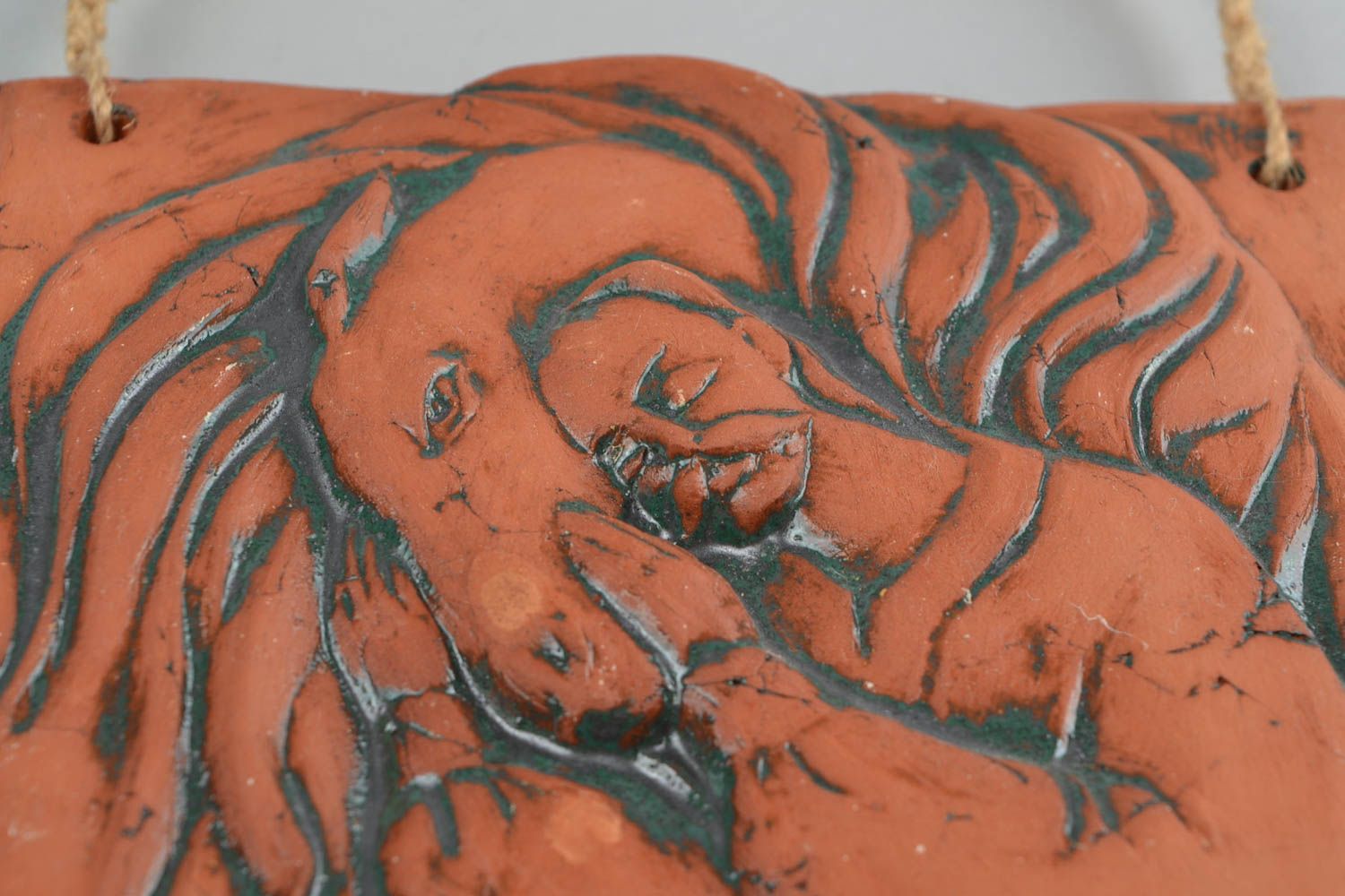 Авторское панно из глины в технике художественной лепки Козак с конем фото 4