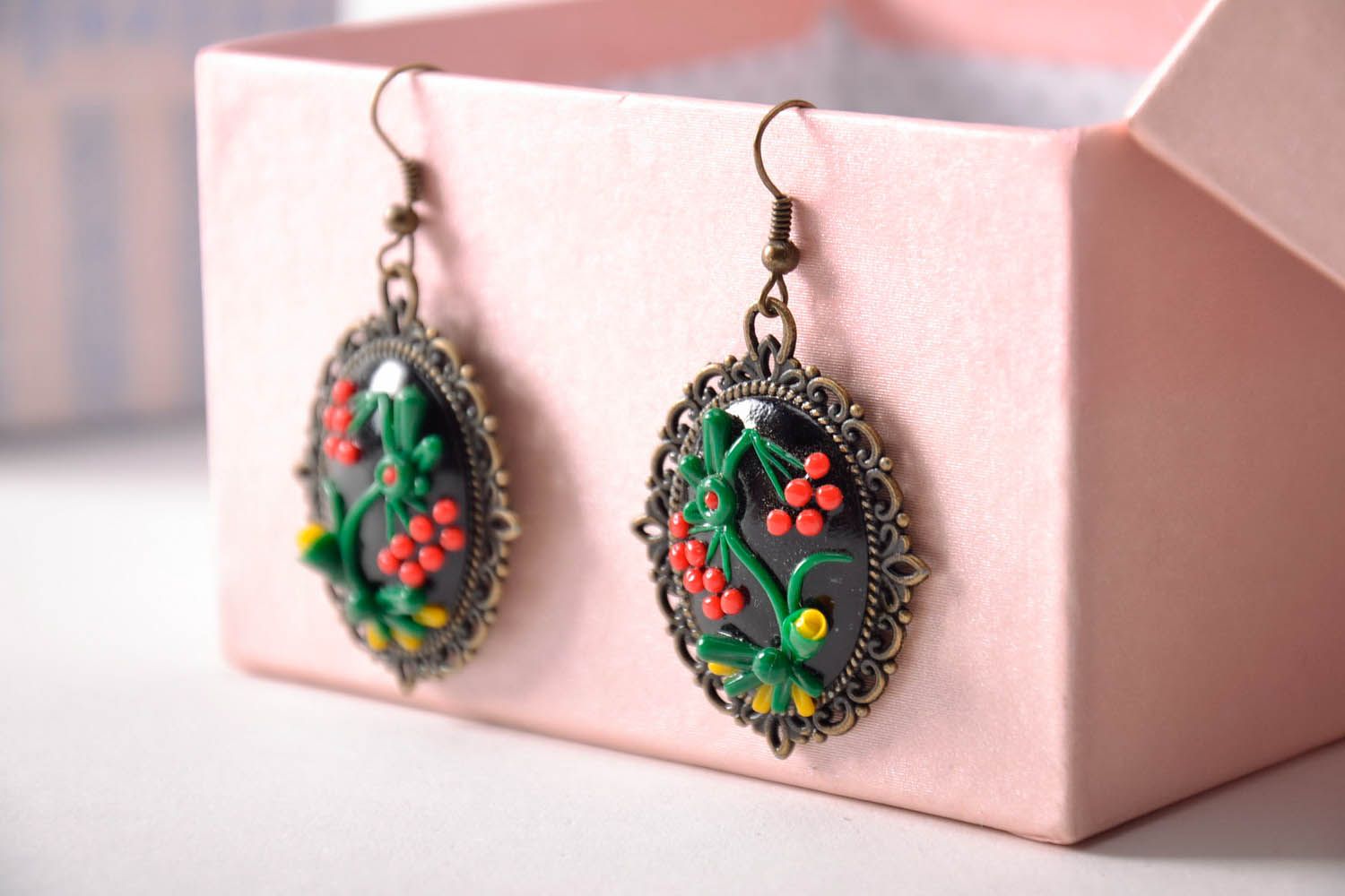 Vintage Earrings with Polymer Clay photo 1