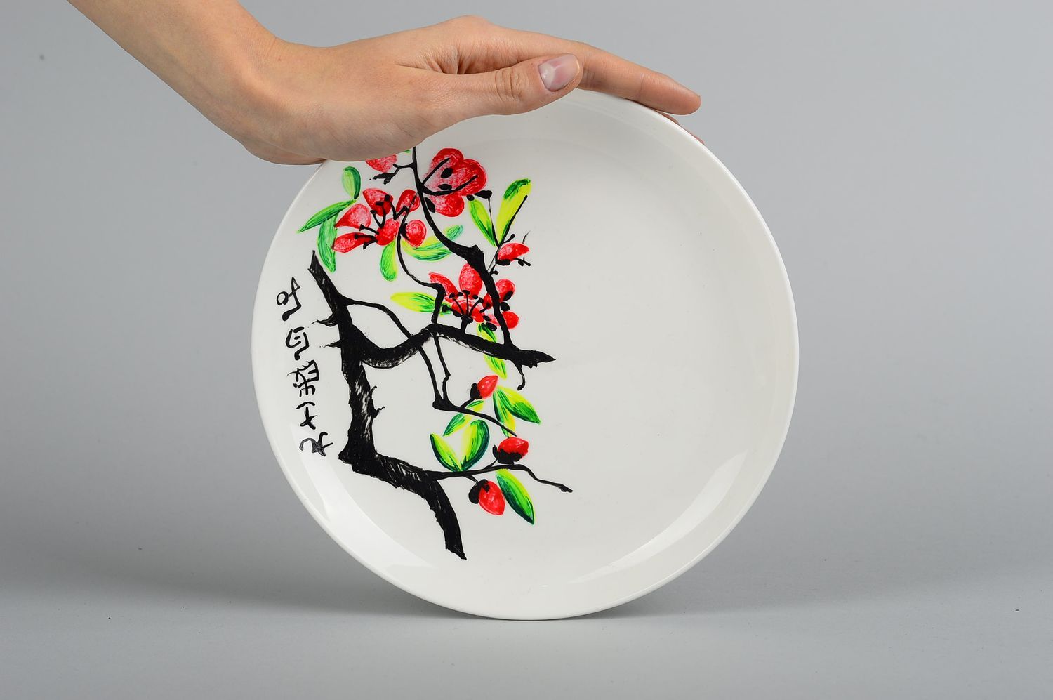 Ceramic handmade plate painted beautiful home decor clay stylish accessories photo 2