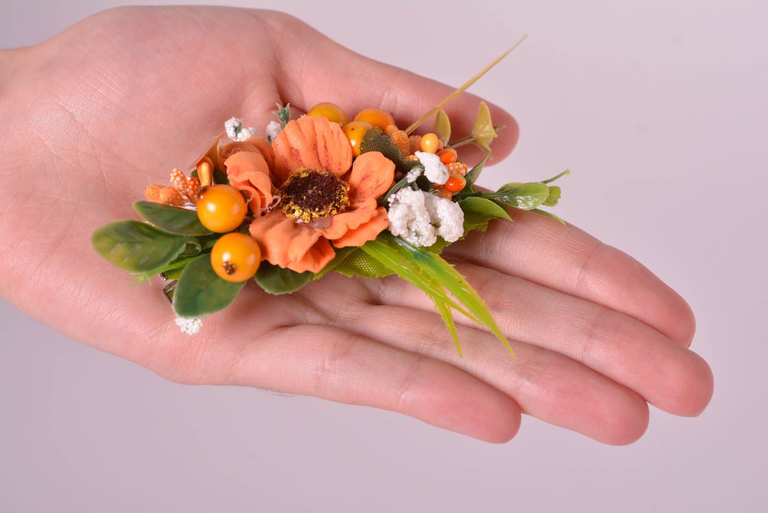 Fashion hair clip handmade hair accessories designer barrette with flowers photo 2