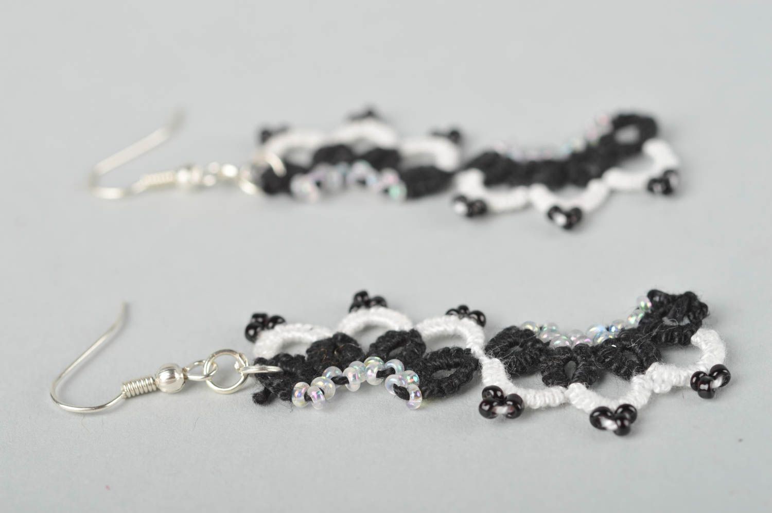 Stylish handmade textile earrings long earrings with beads fashion tips photo 3