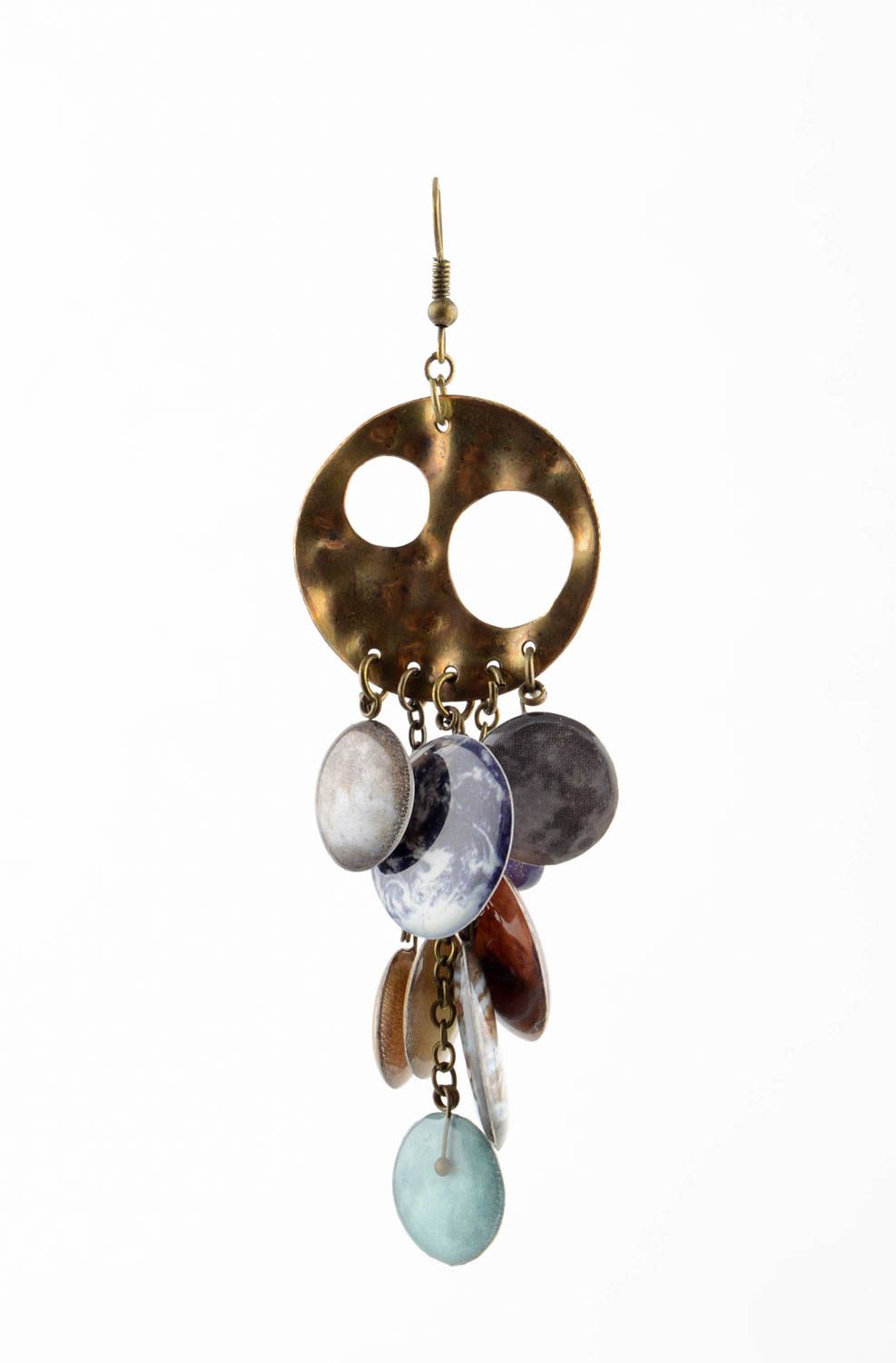 Orecchini pendenti fatti a mano bigiotteria in bronzo accessori di vetro foto 1