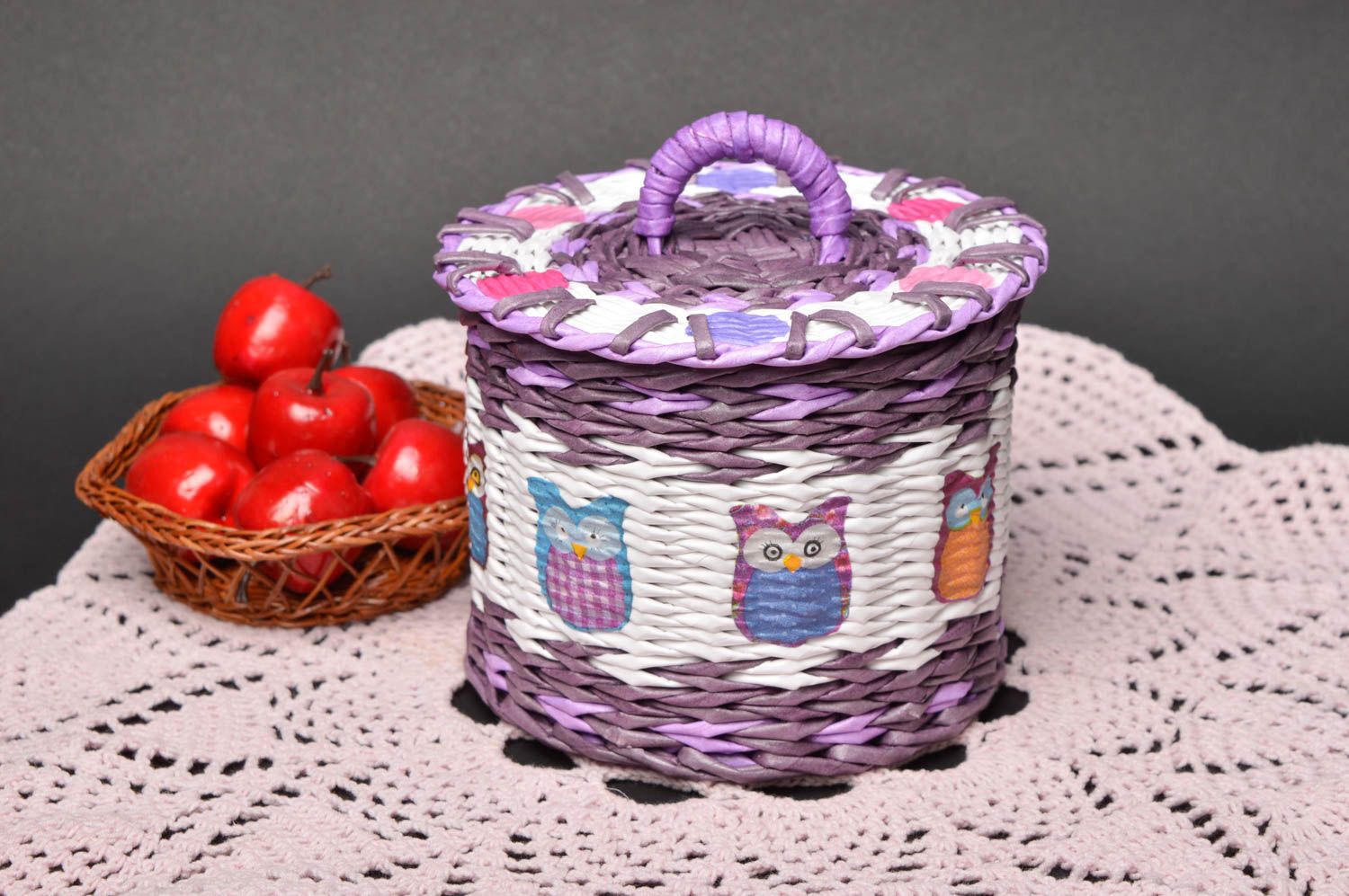 Homemade home decor woven basket paper basket nursery decor handmade gifts photo 1
