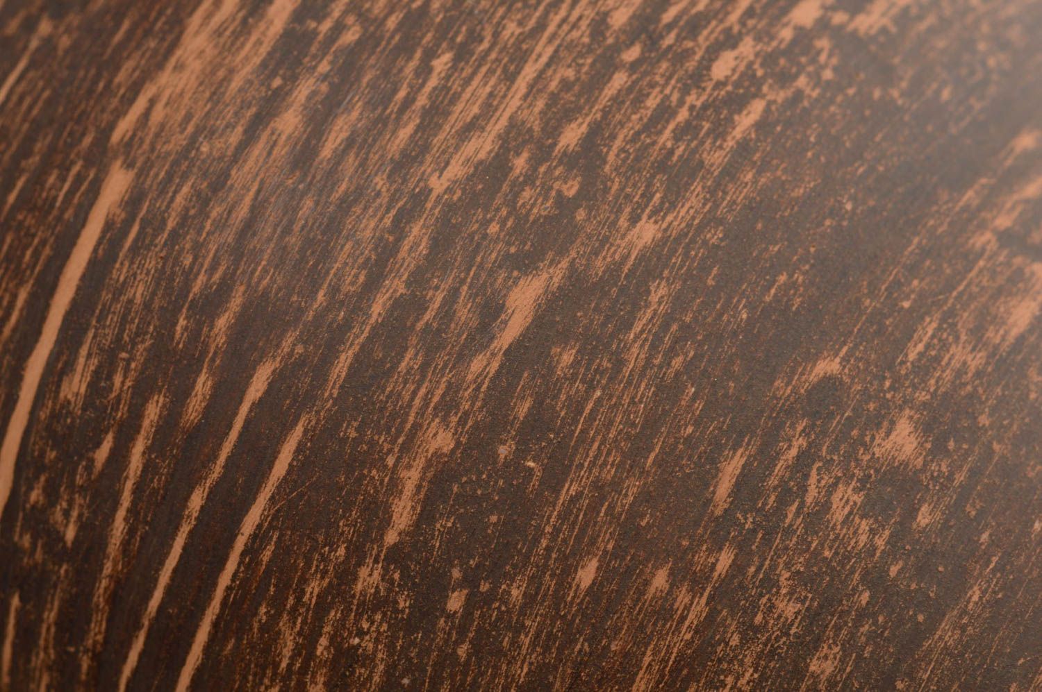 Petite cruche en argile naturelle faite main avec anse marron écologique 35 cl photo 5