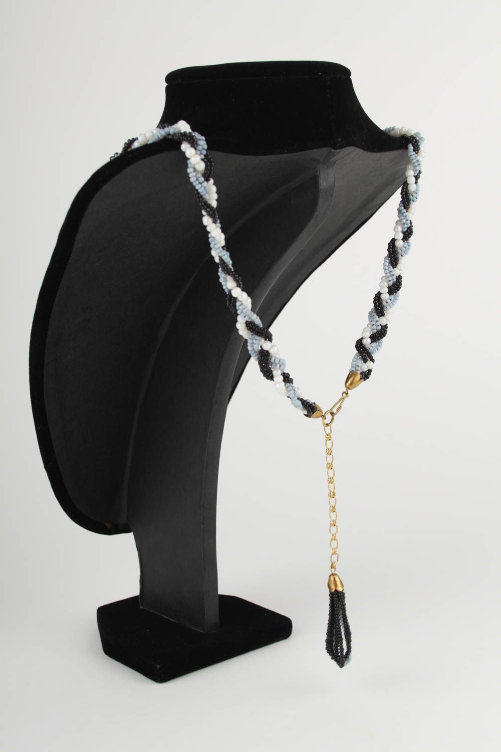 Collier perles de rocaille Bijou fait main tressage design Accessoire femme photo 2