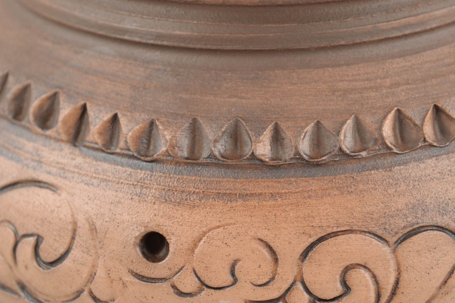 Grand pot à cuire céramique avec couvercle fait main brun original 1.5 l photo 3