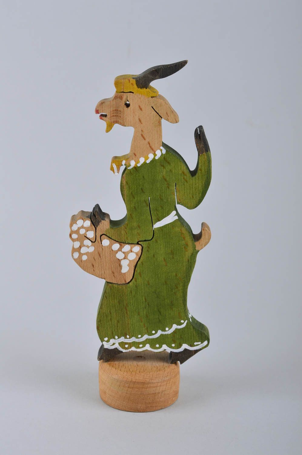 Jouet en bois de hêtre chèvre Jouet fait main peint écolo Cadeau pour bébé photo 2