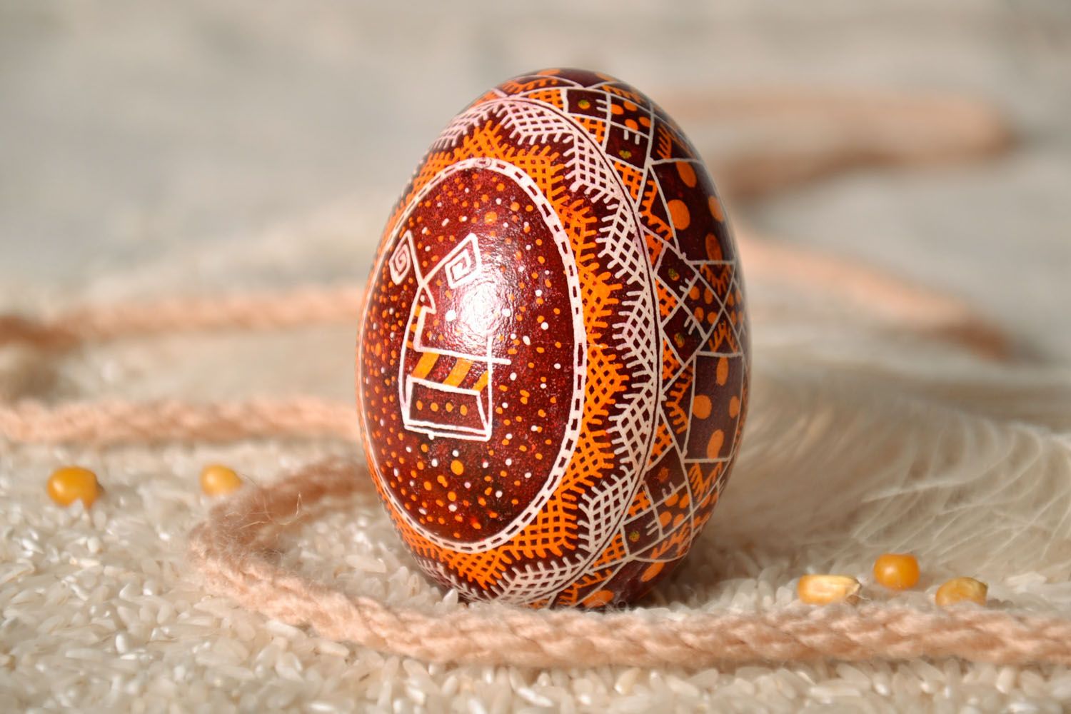 Easter pysanka made of goose egg photo 1