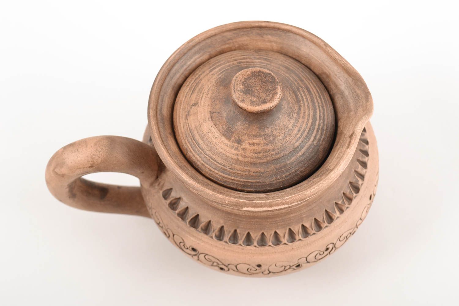 Handgemachte keramische Kanne für Sahne in Braun klein Volumen 750 ml schön foto 3