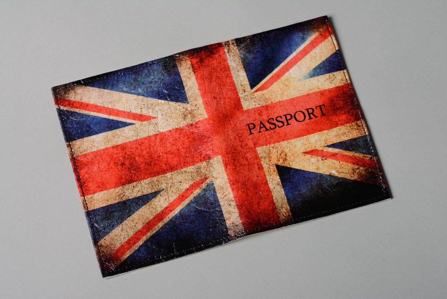 Homemade artificial leather passport cover Great Britain photo 2